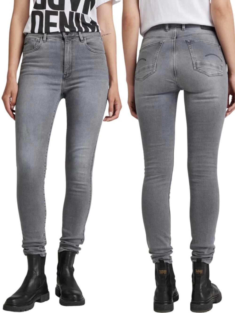 G-Star Raw Kafey Ultra High Skinny Denim Jeans Women's 27 Gray Biker Moto Retro